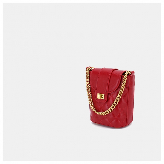 디자이너 핸드백 빨간 가죽 양동이 가방 체인 어깨 가방 