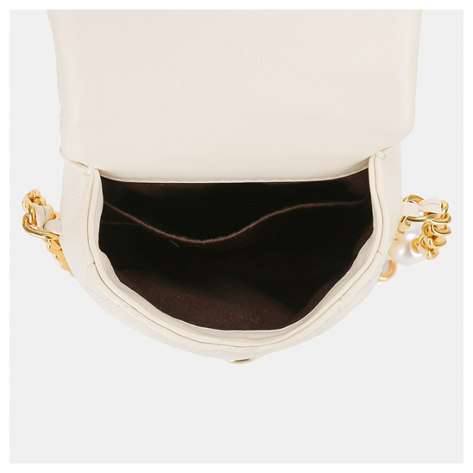 체인 퀼트 가죽 패션 진주 크로스 바디 가방 작은 사각형 휴대 전화 가방 