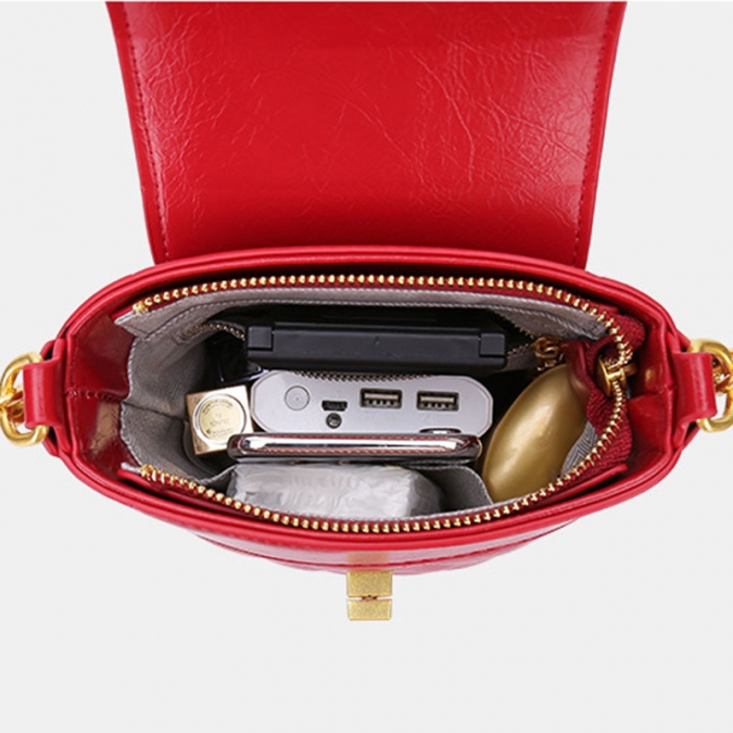 디자이너 핸드백 빨간 가죽 양동이 가방 체인 어깨 가방 