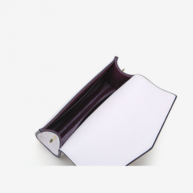 심플한 디자인 적갈색 PU 가죽 플랩 백 지갑 (체인 포함) 